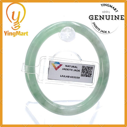 Yingmart 53mm LIULAB Certified Genuine Green Natural Jadeite Jade Thick Bangle Bracelets, Real Gemstone Bracelet, Vintage Jewelry