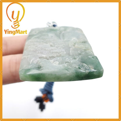 Yingmart Landscape Pendant  Hand Carved 100% Genuine Jadeite Jade  Burmese Myanmar Real Jade Grade A Type A