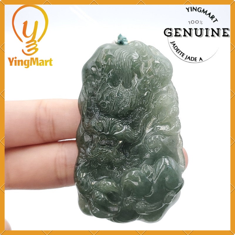 Yingmart 100% Natural Jade Dragon Pendant  Burmese Myanmar Genuine Jadeite Real Jade Grade A Type A