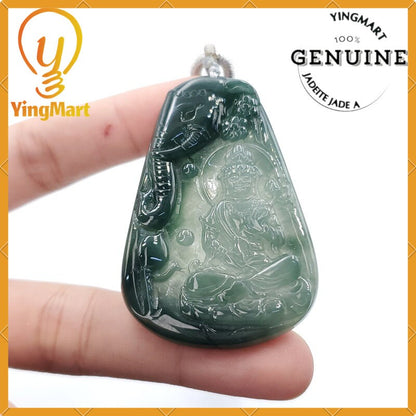Yingmart100% Natural Myanmar Jade Buddha Guan Yin Elephant Jade Pendant Genuine Jadeite Real Jade Type A Grade A Type A Hand Carved