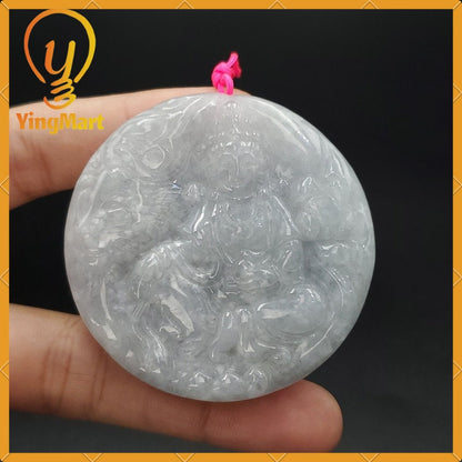 Yingmart 100% Natural Myanmar Jade Buddha Guan Yin Pendant Genuine Jadeite Real Jade Type A Grade A Type A Hand Carved
