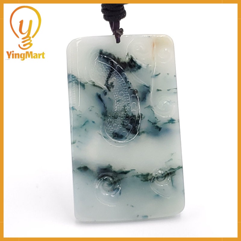 Yingmart Jade Dragon Necklace 100% Natural Genuine Jadeite Real Jade Type A Grade A Type A Hand Carved