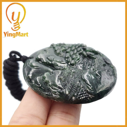 Yingmart  Landscape Pendant  Hand Carved 100% Genuine Jadeite Jade  Burmese Myanmar Real Jade Grade A Type A