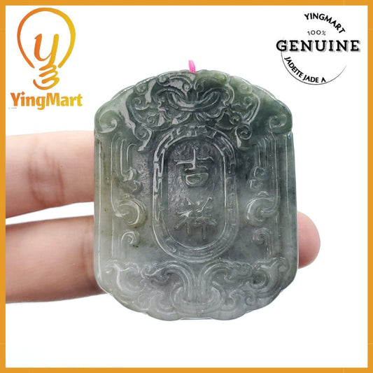 Yingmart  Vintage 100% Natural Jadeite Pendant Genuine Jadeite Real Jade Type A Grade A Hand Carved