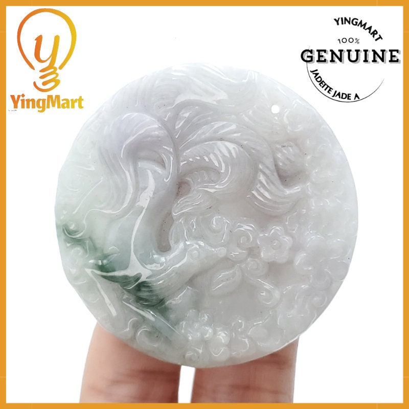 Yingmart  100% Natural Jade Nine - Tailed fox Pendant Hand Carved  Burmese Myanmar Genuine Jadeite Real Jade Grade A Type A