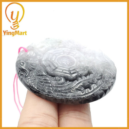 Yingmart Jade Dragon Phoenix Baguazhang Pendant  Burmese Myanmar Genuine Jadeite Real Jade Grade A Type A