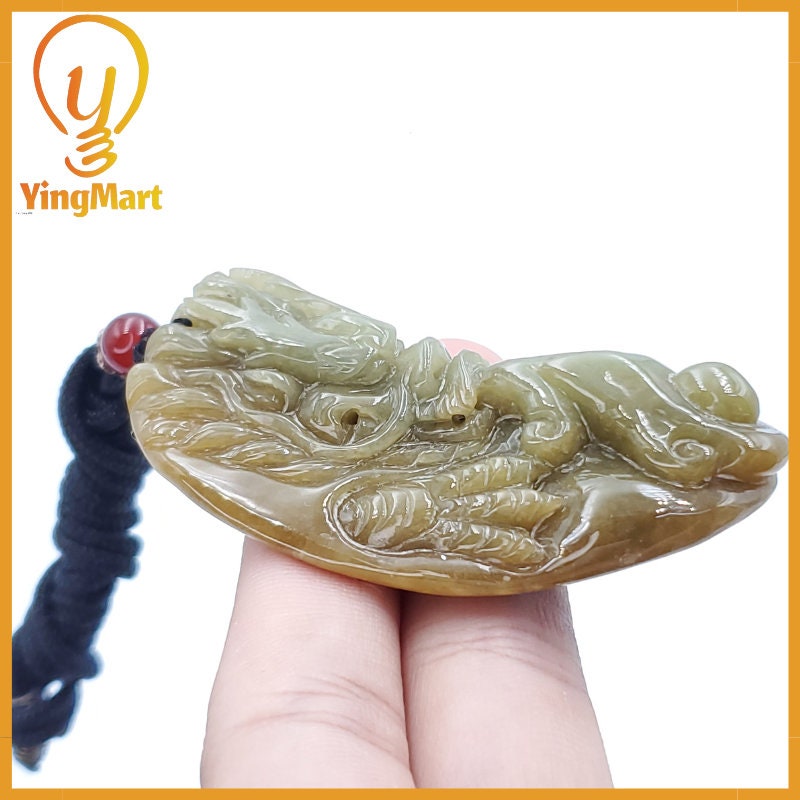 Yingmart  Fire-breathing dragon Pendant  100% Genuine Jadeite Jade  Burmese Myanmar Real Jade Grade A Type A