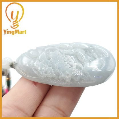 Yingmart  Hand Carved  Landscape Pendant  100% Genuine Jadeite Jade  Burmese Myanmar Real Jade Grade A Type A