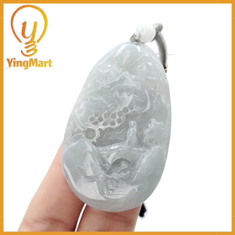 Yingmart  Hand Carved  Landscape Pendant  100% Genuine Jadeite Jade  Burmese Myanmar Real Jade Grade A Type A
