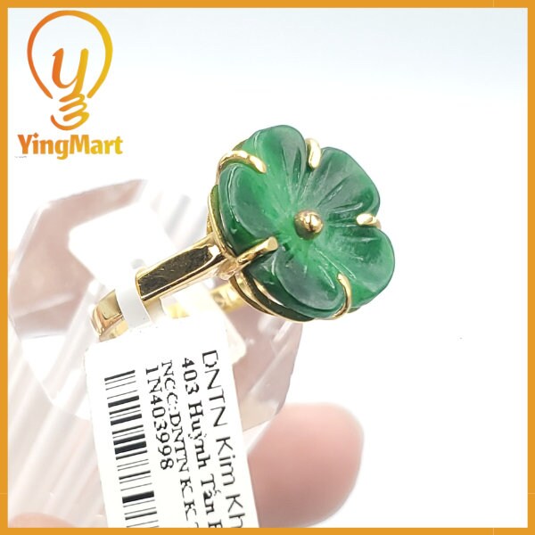 Yingmart Jade Plum Blossom Ring Natural Carved Genuine Jadeite Real Jade Grade A Type A