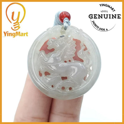 Natural Burmese Jadeite A Jade Pendant Horse Grade A Jadeite Hand Carved Protection, Good Luck
