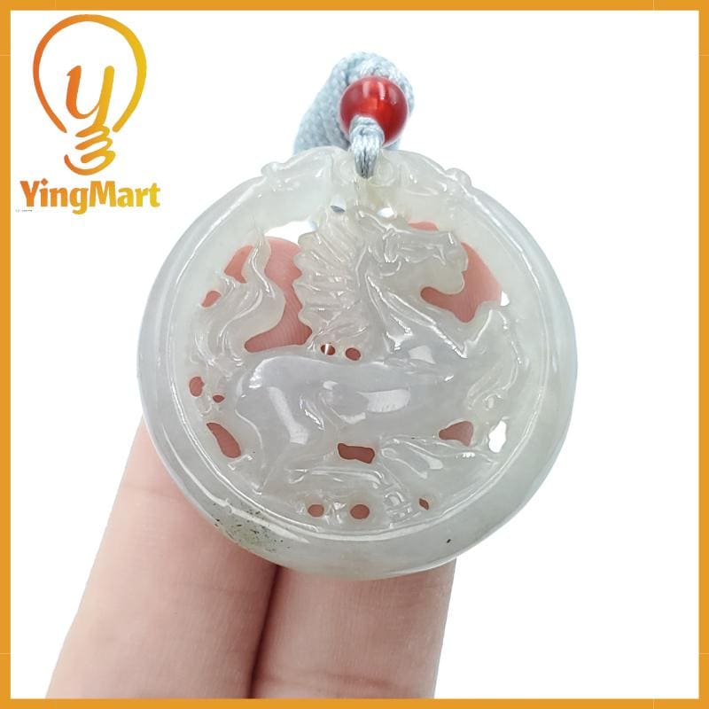 Natural Burmese Jadeite A Jade Pendant Horse Grade A Jadeite Hand Carved Protection, Good Luck
