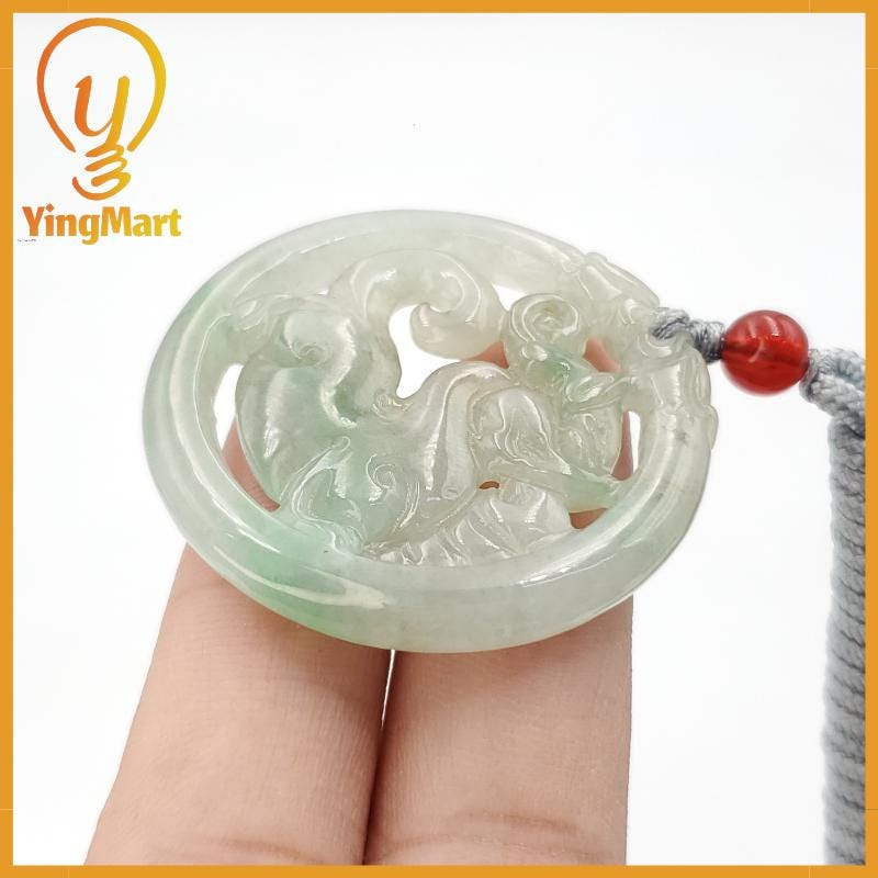 Natural Burmese Jadeite A Jade Pendant Horse Grade A Jadeite Hand Carved Protection, Good Luck