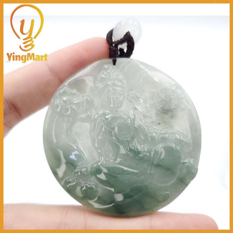 Jadeite Jade Manjushri Wisdom Buddha Bodhisattva Wen Shu Carved Pendant Protection, Good Luck