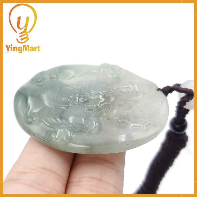 Jadeite Jade Manjushri Wisdom Buddha Bodhisattva Wen Shu Carved Pendant Protection, Good Luck