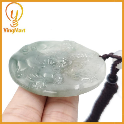 Jadeite Jade Manjushri Wisdom Buddha Bodhisattva Wen Shu Carved Pendant Protection, Good Luck