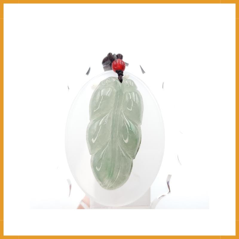 Natural Jade Leaf Pendant 100% Genuine Jadeite Real Jade Type A Grade A Type A Hand Carved Protection, Good Luck