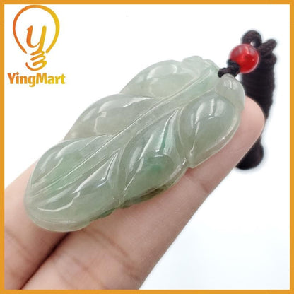 Natural Jade Leaf Pendant 100% Genuine Jadeite Real Jade Type A Grade A Type A Hand Carved Protection, Good Luck