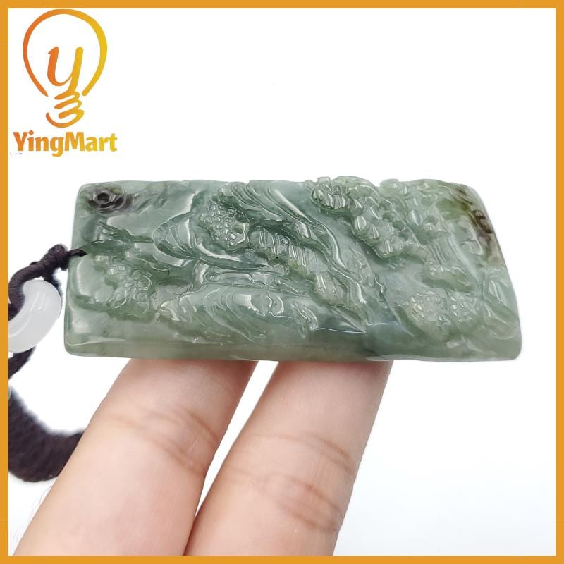 Yingmart Landscape Pendant  Hand Carved 100% Genuine Jadeite Jade  Burmese Myanmar Real Jade Grade A Type A Lucky pendant