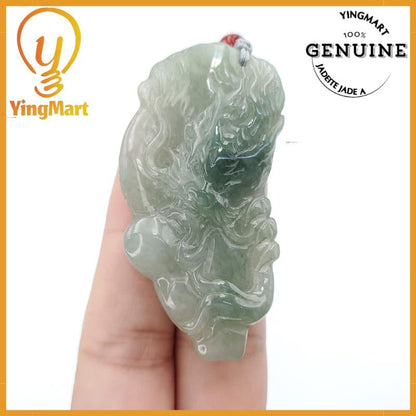 Yingmart  100% Natural Jade Dragon Pendant  Burmese Myanmar Genuine Jadeite Real Jade Grade A Type A Lucky pendant
