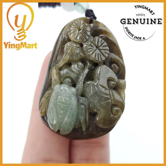 Yingmart Vintage 100% Natural Jadeite Pendant Genuine Jadeite Real Jade Type A Grade A Hand Carved
