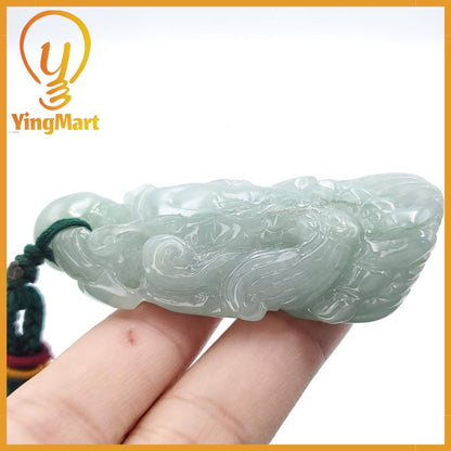 Yingmart Catfish Carved Pendant 100% Natural Genuine Jadeite Real Jade Type A Grade A Hand Carved