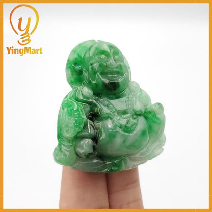 Yingmart Buddha Jade Pendant 100% Genuine Jadeite Real Jade Hand Carved Statue of Buddha Jadeite, Protection, Good Luck