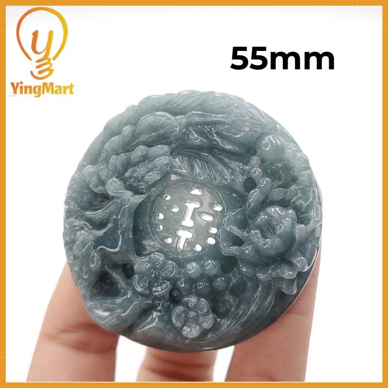 Yingmart 55mm-60mm Peacock Bracelet and Pendant Jade  100% Natural  Genuine Jadeite Real Jade Type A Grade A Hand Carved