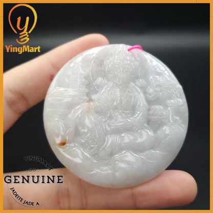 Yingmart 100% Natural Myanmar Jade Buddha Guan Yin Pendant Genuine Jadeite Real Jade Type A Grade A Type A Hand Carved