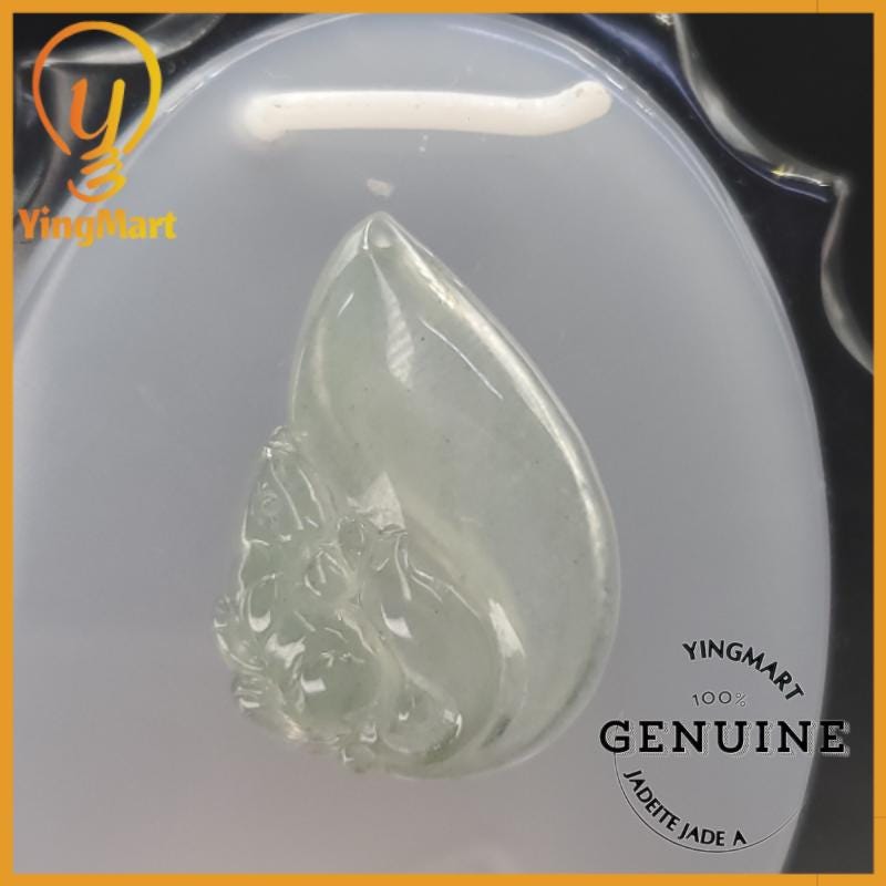 Yingmart Translucent Icy White Chipmunk Burmese Myanmar Genuine Jadeite Jade Grade A Hand Craving  Pedant
