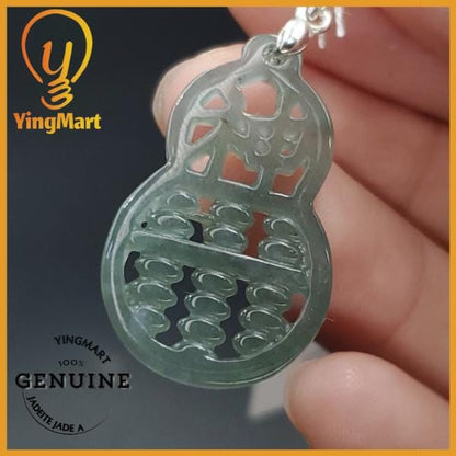 Yingmart Light Blue Hulu  Genuine Jadeite Jade Grade A Hand Craving Pedant with Hook setting