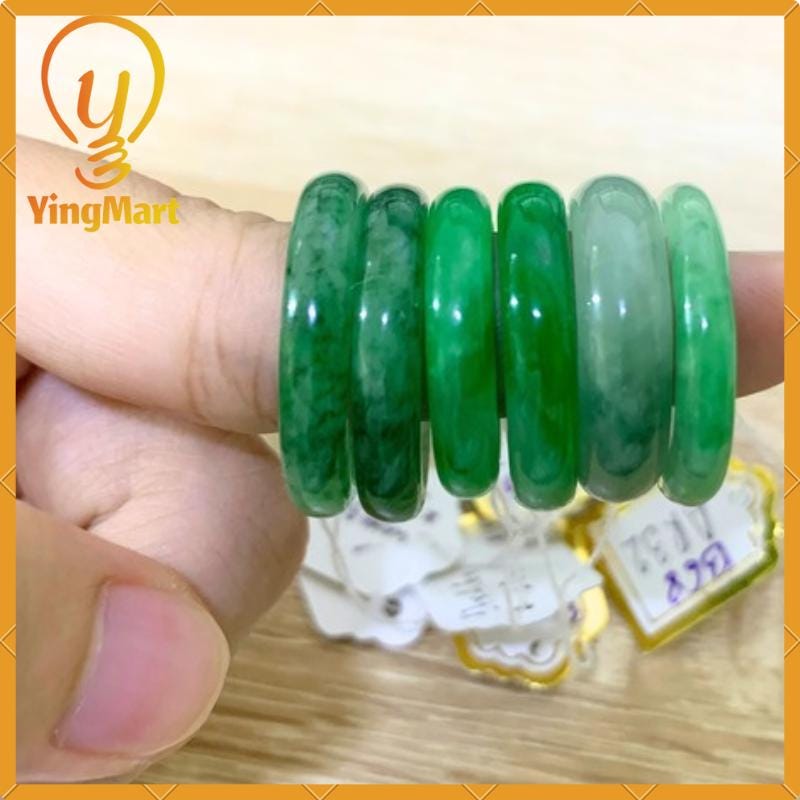 Yingmart Green Jadeite Jade Ring, Burmese Myanmar, Real Gemstone, Vintage Jewelry Gift for Her Mom, Feng Shui Grandma Sister, Mens Women