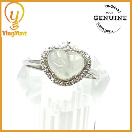 Yingmart Natural Semitransparent Ice 'Hulu' Jadeite Jade Ring Real Jade Grade A Type A Hand Craving, gift fo her, vintage