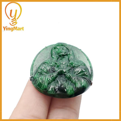 Yingmart  Jesus Jade 100% Natural Carved Pendant Genuine Jadeite Real Jade Grade A Type A With Metal Hook