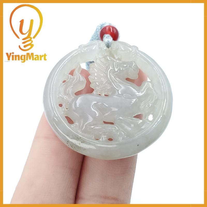 Natural Burmese Jadeite A Jade Pendant Horse Grade A Jadeite Hand Carved Protection, Good Luck