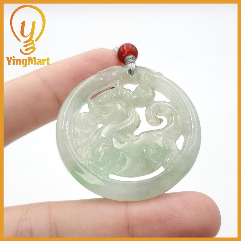 Natural Burmese Jadeite A Jade Pendant Horse Grade A Jadeite Hand Carved Protection, Good Luck