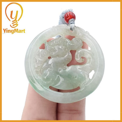 Natural Burmese Jadeite A Jade Pendant Horse Grade A Jadeite Hand Carved Protection, Good Luck