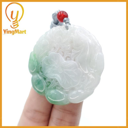 Lotus Flower Jade Pendant  100% Genuine Jadeite Real Jade Type A Grade A Hand Carved Protection, Good Luck