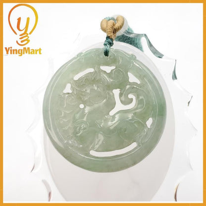 Natural Burmese Jadeite A Jade Pendant Horse Grade A Jadeite Hand Carved Protection, Good Luck