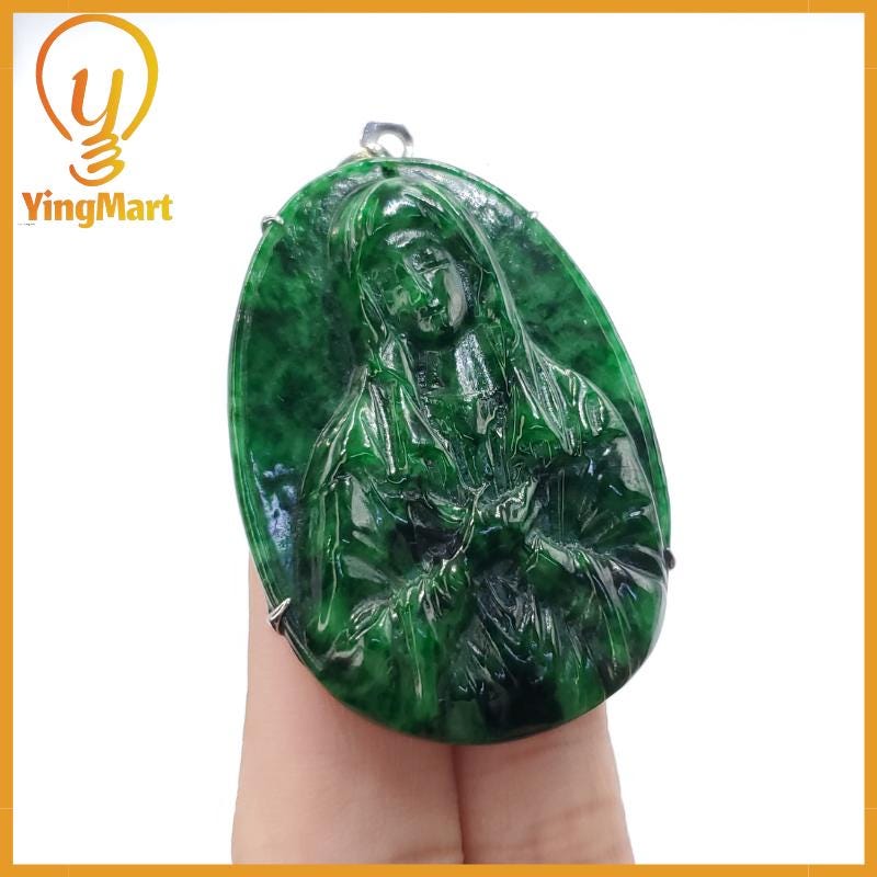 Yingmart  Jesus Jade 100% Natural Carved Pendant Genuine Jadeite Real Jade Grade A Type A With Metal Hook
