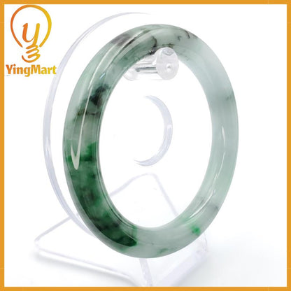 YingCollection 59mm PNJ258379 Certified Natural Color Green White To Green, Grey, Brown Jadeite Jade Bangle Bracelet, Real Gemstone, Jewelry