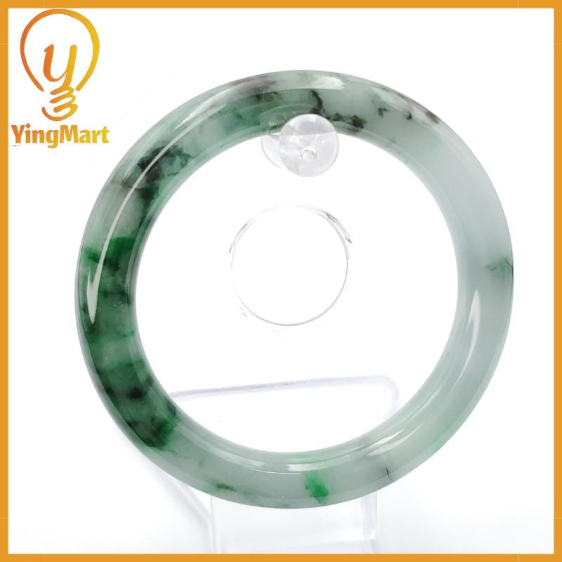 YingCollection 59mm PNJ258379 Certified Natural Color Green White To Green, Grey, Brown Jadeite Jade Bangle Bracelet, Real Gemstone, Jewelry