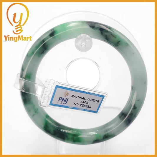 YingCollection 61mm PNJ258380 Certified Natural Color Green White To Dark Green, Grey White, Brown, Black Jadeite Jade Bangle Bracelet