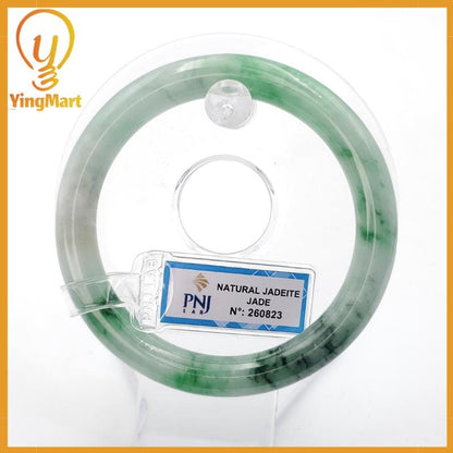 YingCollection 59mm PNJ260823 Certified Natural Color Green With Black Brown Spot Jadeite Jade Bangle Bracelet, Real Gemstone, Jewelry