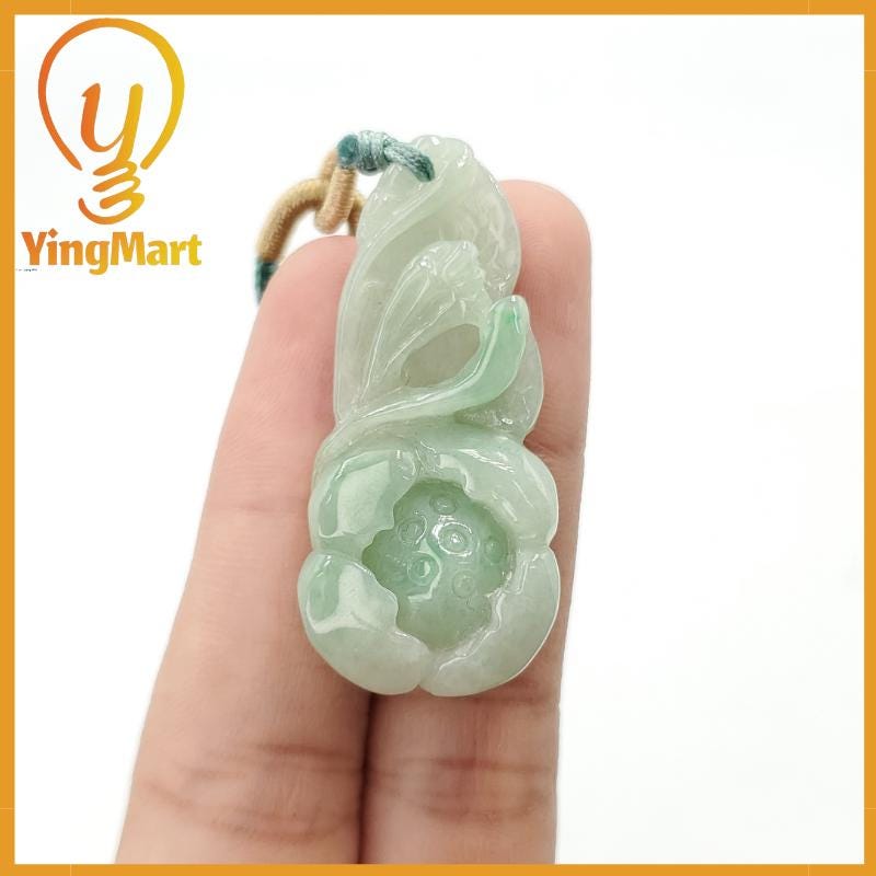 Yingmart Natural Jade Lotus Flower Genuine Jadeite Real Jade Grade A Type A Hand Craving