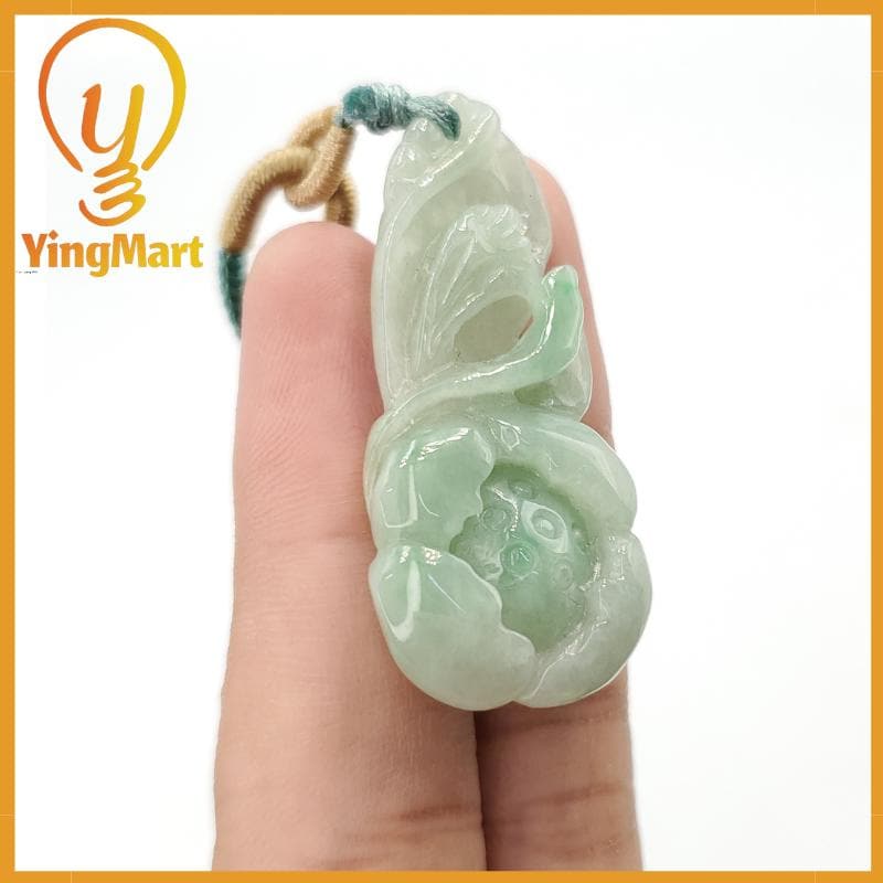 Yingmart Natural Jade Lotus Flower Genuine Jadeite Real Jade Grade A Type A Hand Craving