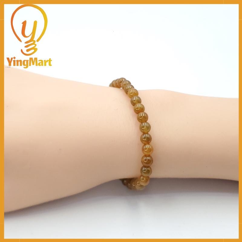 Yingmart Natural Genuine Yellow  Myanmar Jade A Jadeite Jade, Burmese Myanmar Gemstones,Real Gemstone Bracelet
