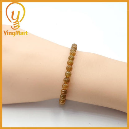 Yingmart Natural Genuine Yellow  Myanmar Jade A Jadeite Jade, Burmese Myanmar Gemstones,Real Gemstone Bracelet