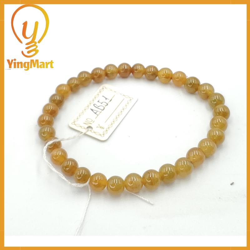 Yingmart Natural Genuine Yellow  Myanmar Jade A Jadeite Jade, Burmese Myanmar Gemstones,Real Gemstone Bracelet