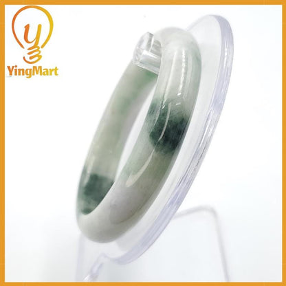 YingMart 55mm Certified Type A Grade A, Genuine Green White To Green, Grey, Brown Jadeite Jade Bangle Bracelet, Real Gemstone, Jewelry